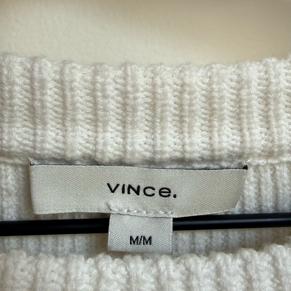 Vince Cream Ribbed Crew Neck Sweater